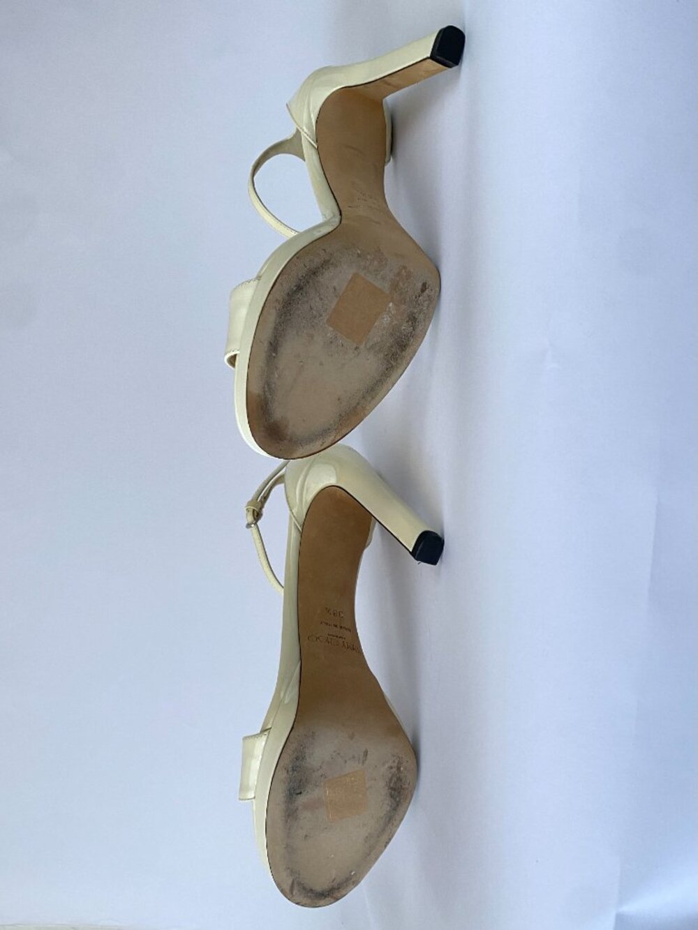 Jimmy Choo Ivory Patent Leather Ankle-Strap Platform Sandals - Picture 11 of 11
